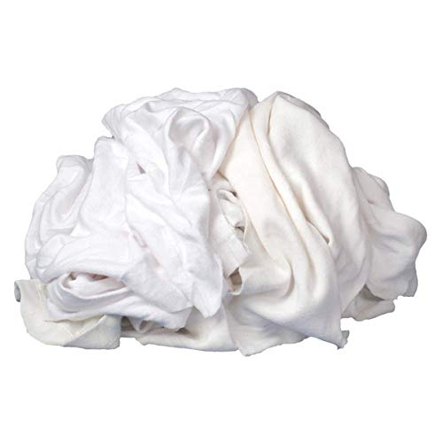 Buffalo Industries (10526) White Recycled T-Shirt Cloth Rags - 8 lb. box - Image 1