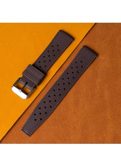Generic Universal Quick Detachable Factory Stock Tropic Rubber Strap For Watches Heat Resistant Material Durable Elastic Band Brown-Silver buckle 