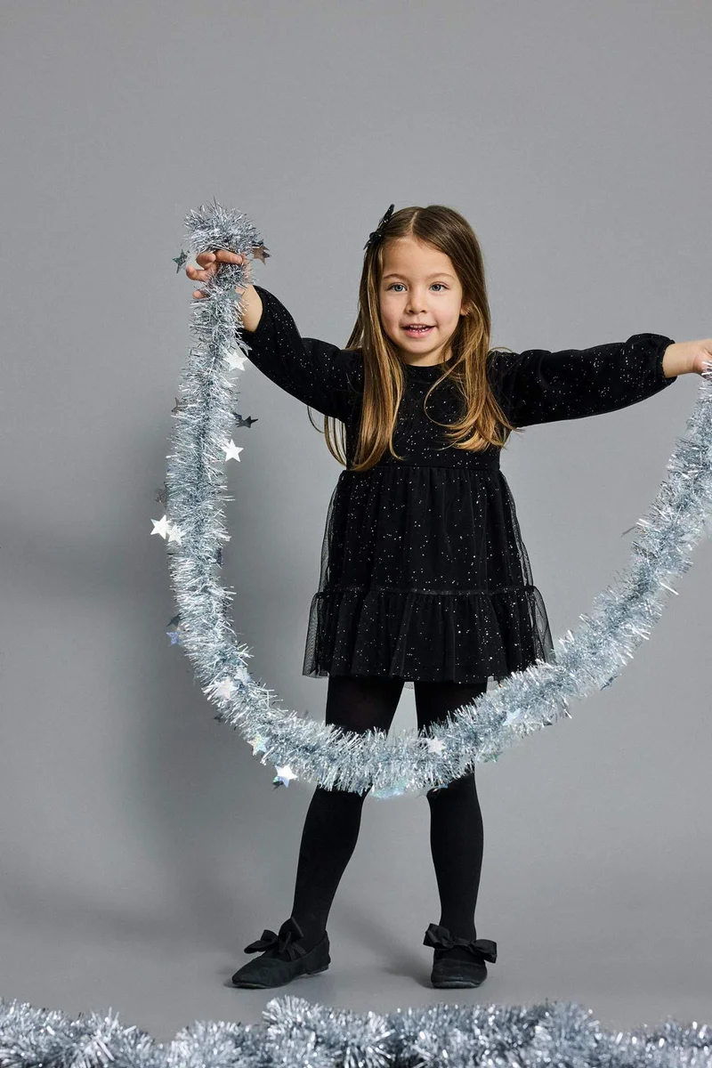 ديفاكتو Baby Girl Long Sleeve Velvet Tulle Dress