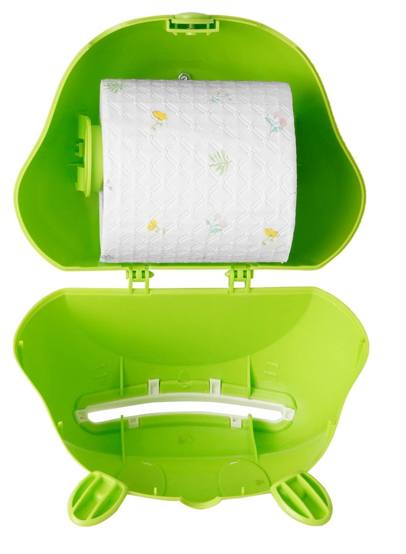 SYOSI Tissue Box Cover Holder Cartoon Hippo Self-Stick Wall Mount Waterproof Bathroom Decor for Child Bathroom, Children's Room Kitchen Dinner Table Restaurant (Green) - Image 2