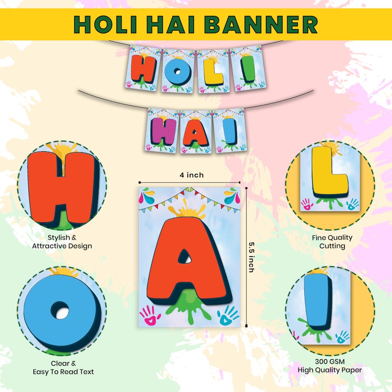 1iAM Happy Holi Decoration Combo Pack of 42 - 1pc "HOLI HAI" Banner, 40pcs Balloons & 1pc Arch | 14th March Decoration Items for Home, Office, Club, School, Collage, Restaurants, Apartment, Society - Image 5