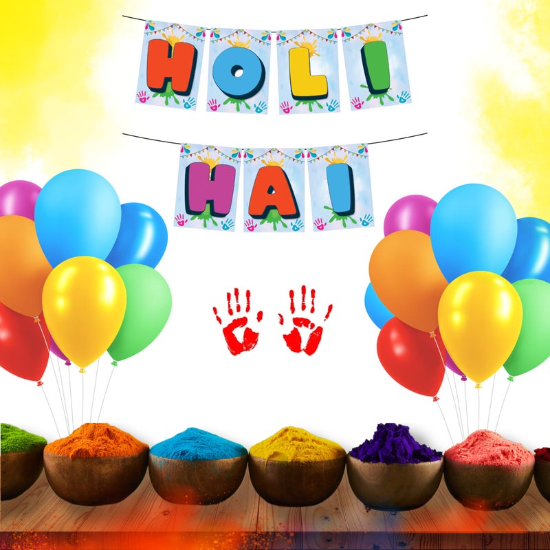 1iAM Happy Holi Decoration Combo Pack of 42 - 1pc "HOLI HAI" Banner, 40pcs Balloons & 1pc Arch | 14th March Decoration Items for Home, Office, Club, School, Collage, Restaurants, Apartment, Society - Image 4