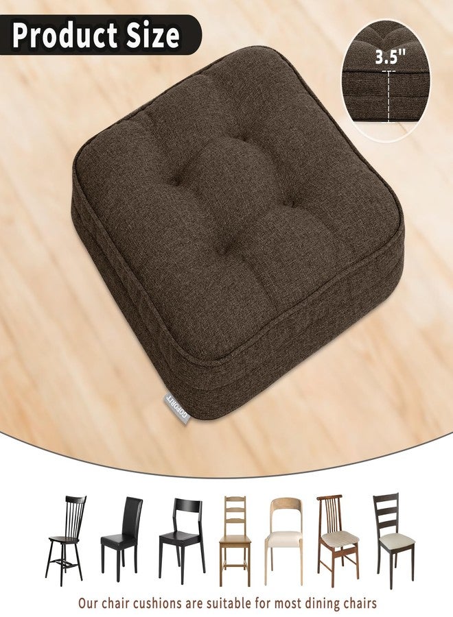 GOFORIT Chair Cushions Set of 2,Tufted Shredded Memory Foam Chair Pads, Non-Slip Seat Cushions with Removable Cover, 16'' x 16'', 2 Pack,Brown - Image 4