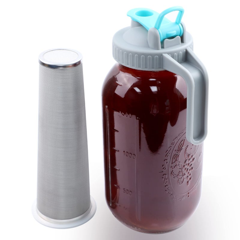 GMSWEET Mason Jar Cold Brew Coffee Maker 64 OZ 2 Quart Wide Mouth Cold Brew Pitcher With Brew Filter For Coffee Iced Tea Sun Tea Lemonade