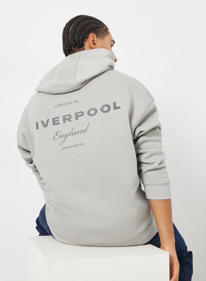 ستايلي هودي فليس بقصة واسعة وطبعة خلفية - Image 1