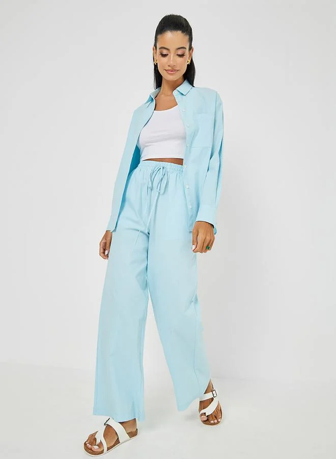 ستايلي High Rise Wide Leg Trouser with Drawstring
