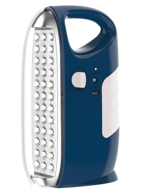 Rechargeable Emergency Lantern  Blue with Solar Charge And Power Bank Function  50 Hours of Long Working  2 Brightness Modes  Perfect for Indoor and Outdoors  Durable and Longlasting SEL-722N Blue
