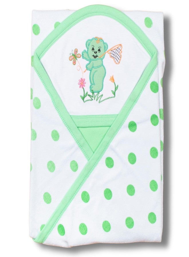 Tinycare Cotton Bath Hooded Towel for New Born Baby, Extra Soft Double Side Terry, Printed Towel for Kids/Toddler/Infants 72 x 72cm, Quick Absorbent, Reusable Towel (Green- 1P) 0-12 Months - Image 1