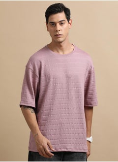 Textured Round Neck Oversized T-Shirt by Styli