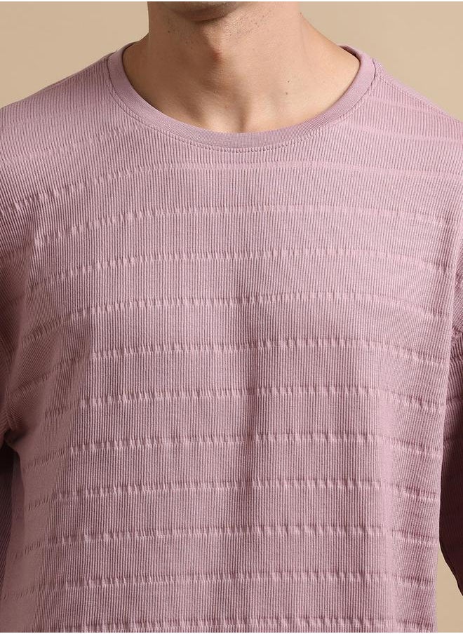 Bushirt - Textured Round Neck Oversized T-Shirt by Styli - Image 1