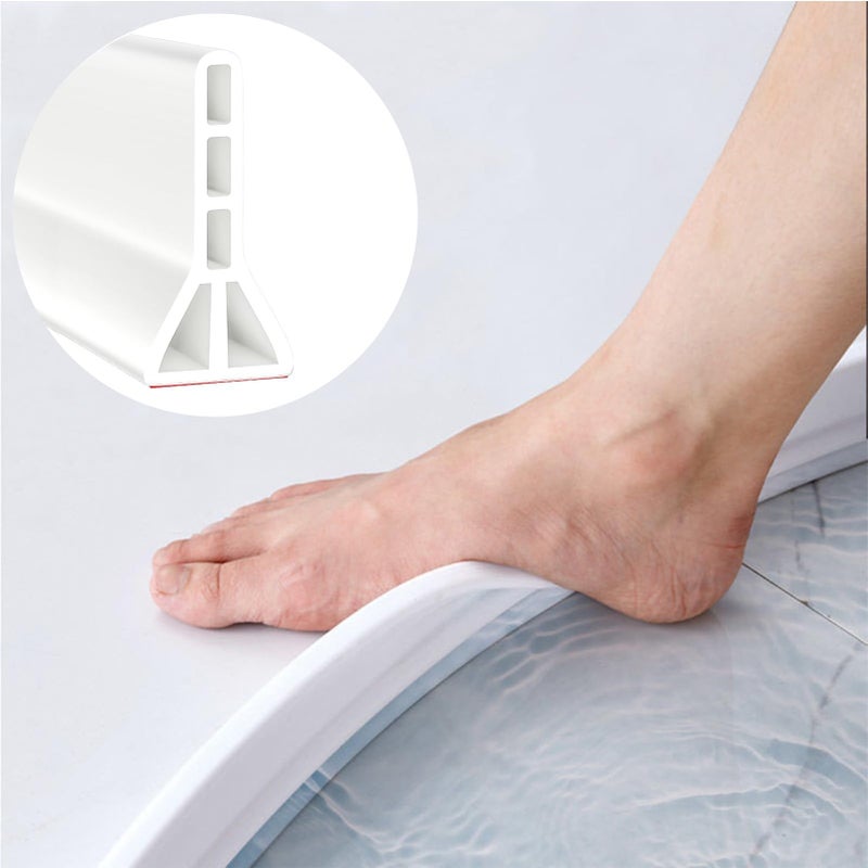 Ronsoile 3.8" High Shower Threshold Water Dam Barrier, 2025 Upgraded 67" Collapsible Shower Water Blocker, Guard for Walk in Shower, Water Guard Stopper for Floor, Shower Door Water Blocker - Image 1
