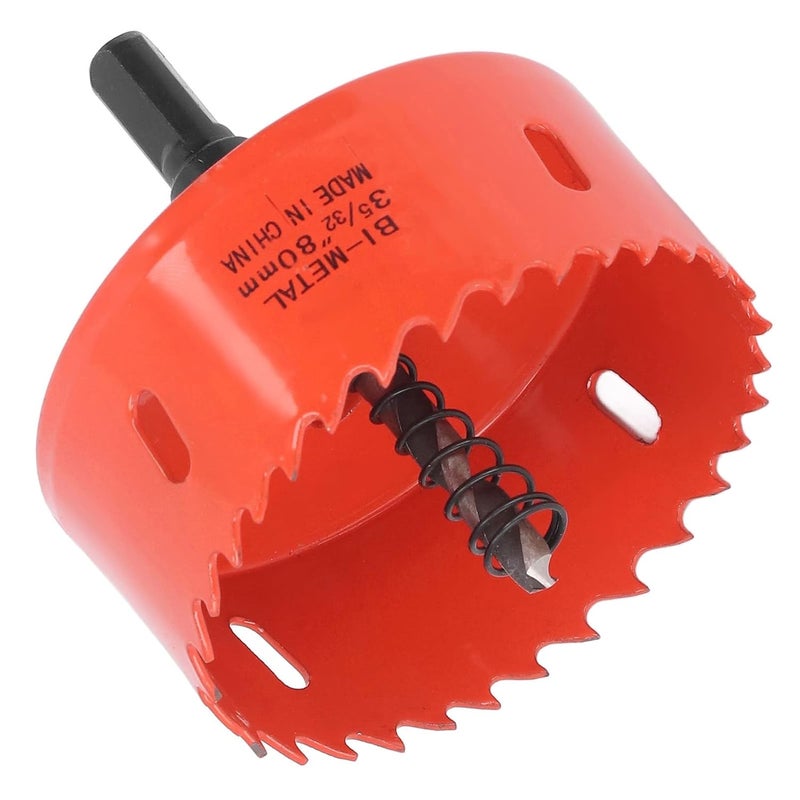 YWBL-WH HSS Hole Saw with Mandrel 80mm High Speed Steel Hole Cutter with Flexible Spring Arbor for Soft Metal Wood PVC Plastic Plasterboard Drilling - Image 4