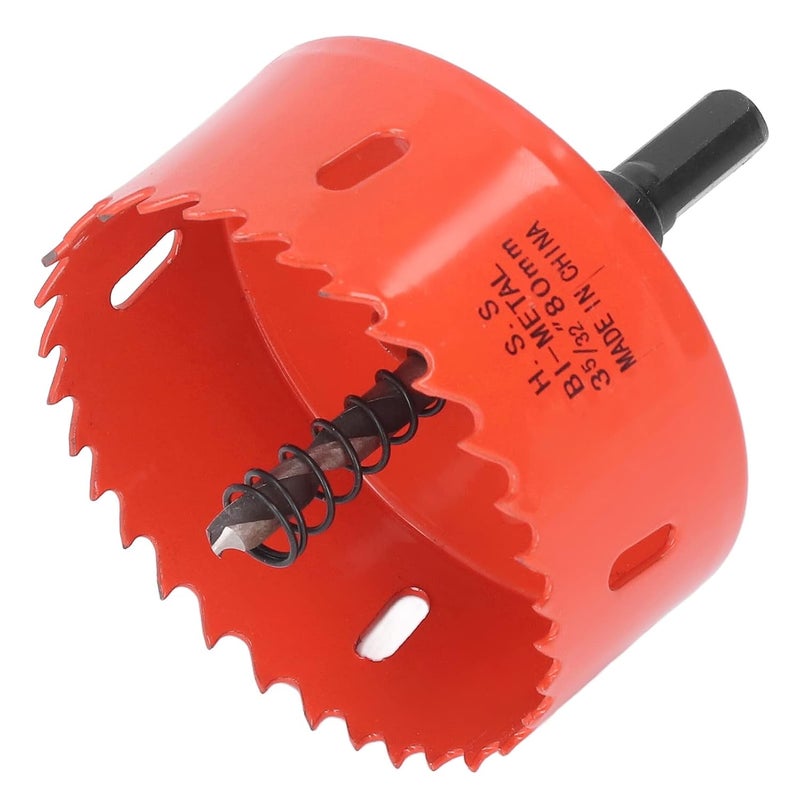 YWBL-WH HSS Hole Saw with Mandrel 80mm High Speed Steel Hole Cutter with Flexible Spring Arbor for Soft Metal Wood PVC Plastic Plasterboard Drilling - Image 1