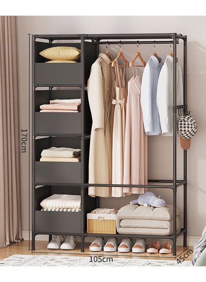 Household Wardrobe, Rental House Storage Coat Rack, Large-Capacity Dust-Proof, Bold Steel Pipe, Easy To Assemble, Simple Drying Rack - Image 2