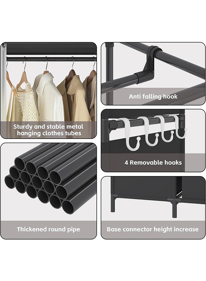 Household Wardrobe, Rental House Storage Coat Rack, Large-Capacity Dust-Proof, Bold Steel Pipe, Easy To Assemble, Simple Drying Rack - Image 3