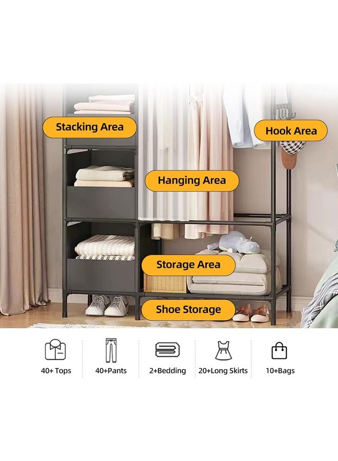 Household Wardrobe, Rental House Storage Coat Rack, Large-Capacity Dust-Proof, Bold Steel Pipe, Easy To Assemble, Simple Drying Rack - Image 4