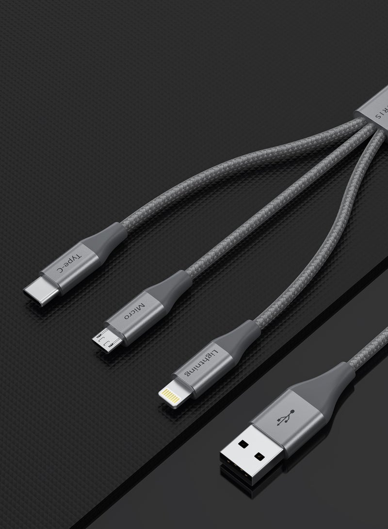 Cellairis Premium Nylon Cable 3in1 1.5M - Dark Grey - Image 5
