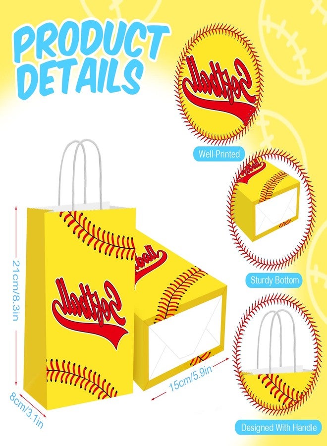 MTLEE Softball Party Favors Set Includes 12 Softball Paper Bags, 12 Silicone Bracelets, 12 Mini Foam Softball for Softball Birthday Party Supplies - Image 2
