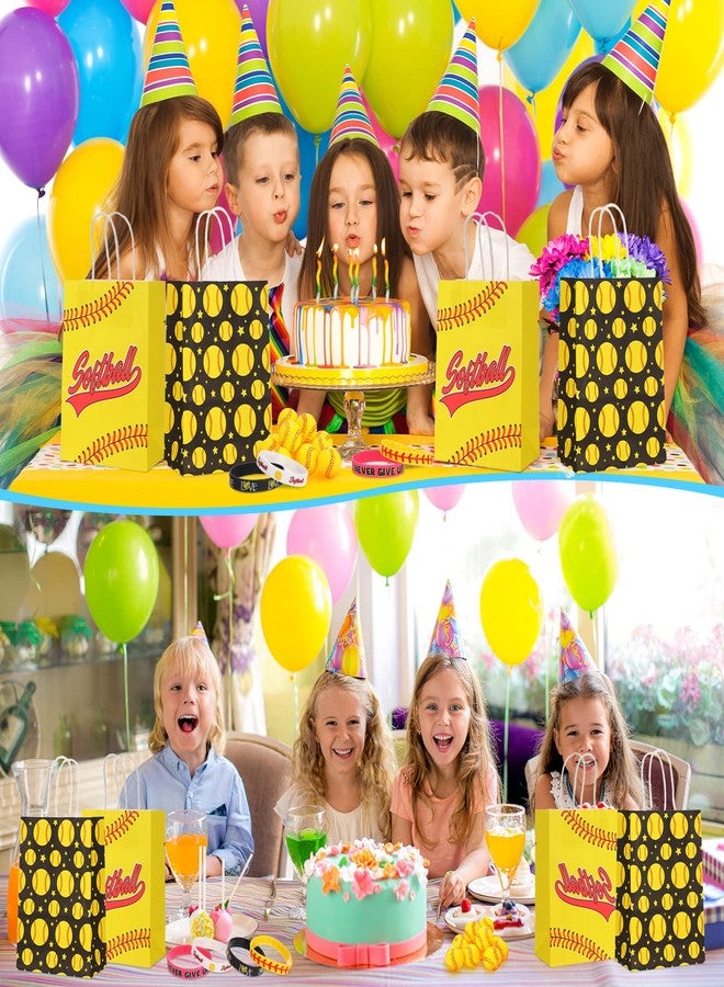 MTLEE Softball Party Favors Set Includes 12 Softball Paper Bags, 12 Silicone Bracelets, 12 Mini Foam Softball for Softball Birthday Party Supplies - Image 5