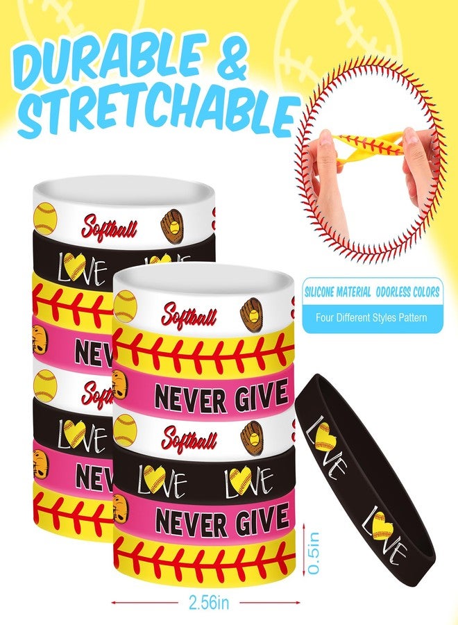 MTLEE Softball Party Favors Set Includes 12 Softball Paper Bags, 12 Silicone Bracelets, 12 Mini Foam Softball for Softball Birthday Party Supplies - Image 3