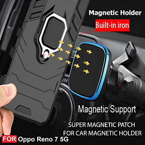 CEDO Kickstand Cover for Oppo Reno 7 (5G) Rugged Case | Built-in Stand Rotating Ring Holder | Military Grade Armor Bumper Back Cover (Black) - Image 5