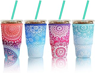 Patelai Patelai 4 Pieces Reusable Coffee Sleeve Cup Insulator for Cold Drinks Beverages and Neoprene Cup Holder for Most  - Image 1