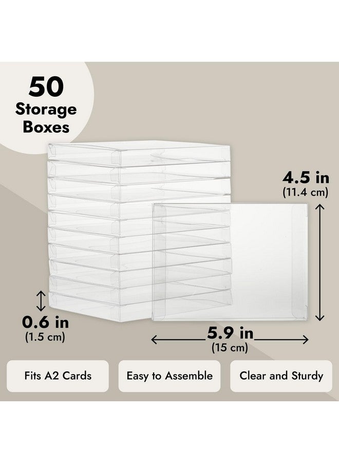 Juvale 50 Pack Greeting Card Storage Box, Clear Gift Boxes For Photos, Favors (4.5X6) - Image 3