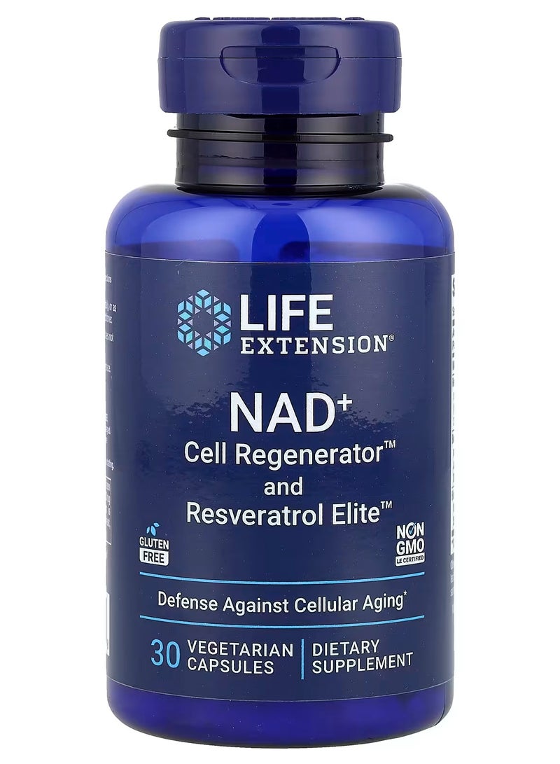 Life Extension NAD+ Cell Regenerator™ and Resveratrol Elite™, 30 Vegetarian Capsules - Image 1