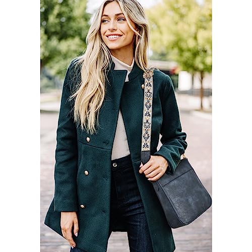 BOSTANTEN Crossbody Bags for Women Trendy Vegan Leather Hobo Purses Shoulder Handbags With Wide Shoulder Strap Navy Blue - Image 2