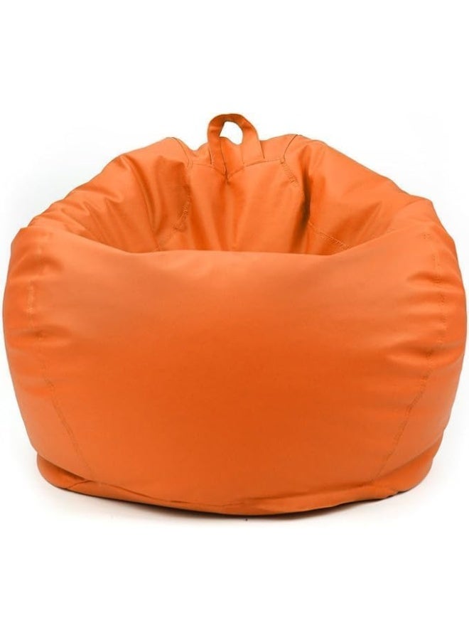 LUXURY LUXE Luxury Luxe Round Faux Leather Bean Bag Chair | Ultra-Comfort Polystyrene Beads, Lightweight & Durable Design | Trendy Solid Colors, Multiple Sizes (Orange, Kids-XS)  - Image 1