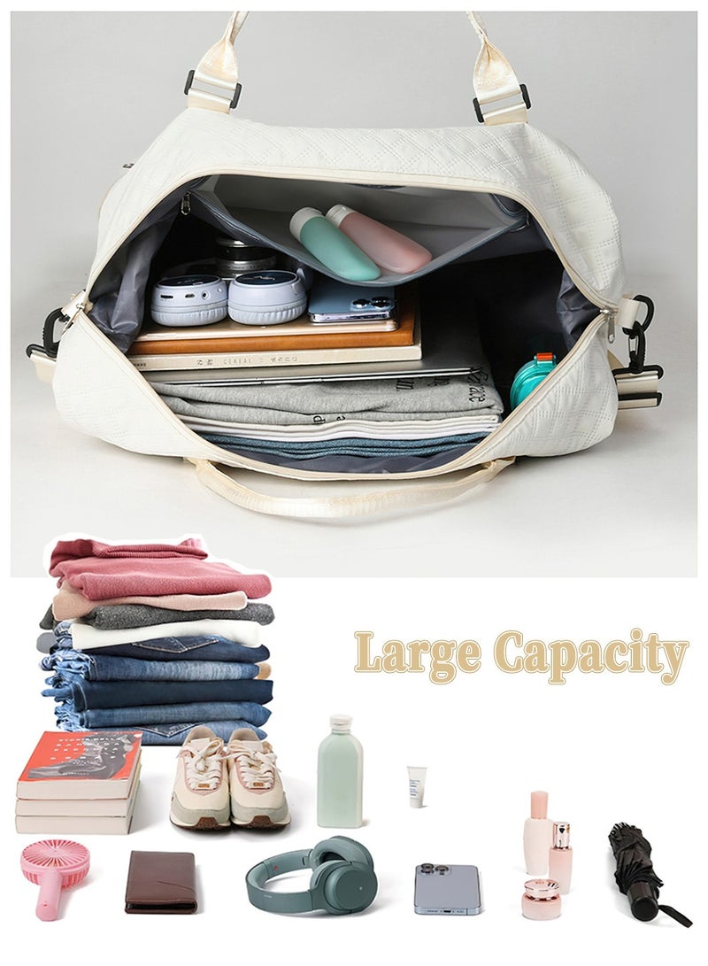 Moovant 2-Piece Large Capacity Travel Duffels Bag Set, Diamond Pattern Waterproof Gym Fitness Bag, Dry and Wet Separation Sports Handbag, Yoga Bag, Travel Bag with Shoe Compartment - Image 3