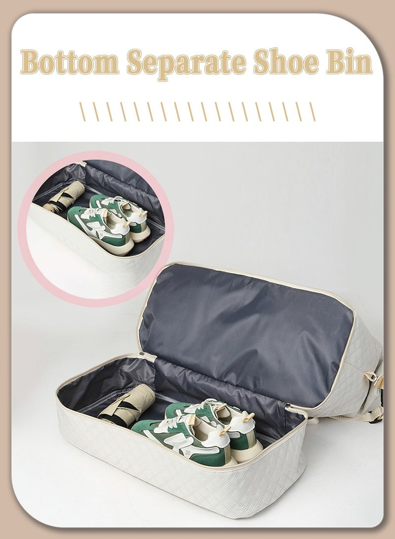 Moovant 2-Piece Large Capacity Travel Duffels Bag Set, Diamond Pattern Waterproof Gym Fitness Bag, Dry and Wet Separation Sports Handbag, Yoga Bag, Travel Bag with Shoe Compartment - Image 4