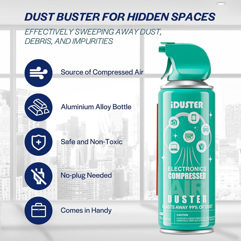 iDuster Compressed Air Duster for Keyboard - 10oz Canned Air for Electronics, 12 Packs - Image 4