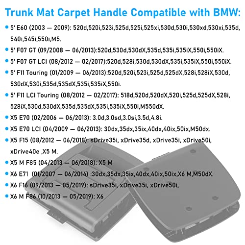 Jaronx Compatible with BMW Trunk Mat Carpet Handle for 5'E60/F07/F11 2003-2016, X5 E70/F15 2006-2018, X6 E71/F16 2007-2019, Rear Trunk Mat Floor Carpet Handle Repalcement (Without Locking Function) - Image 3