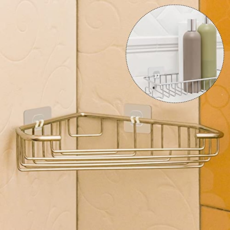 8 Pieces Bathroom Shelf Adhesive Hooks Sticker Strong Hooks for Shower Caddy Basket Double Claw Wall Hooks Sticker for Kitchen Bathroom - Image 4