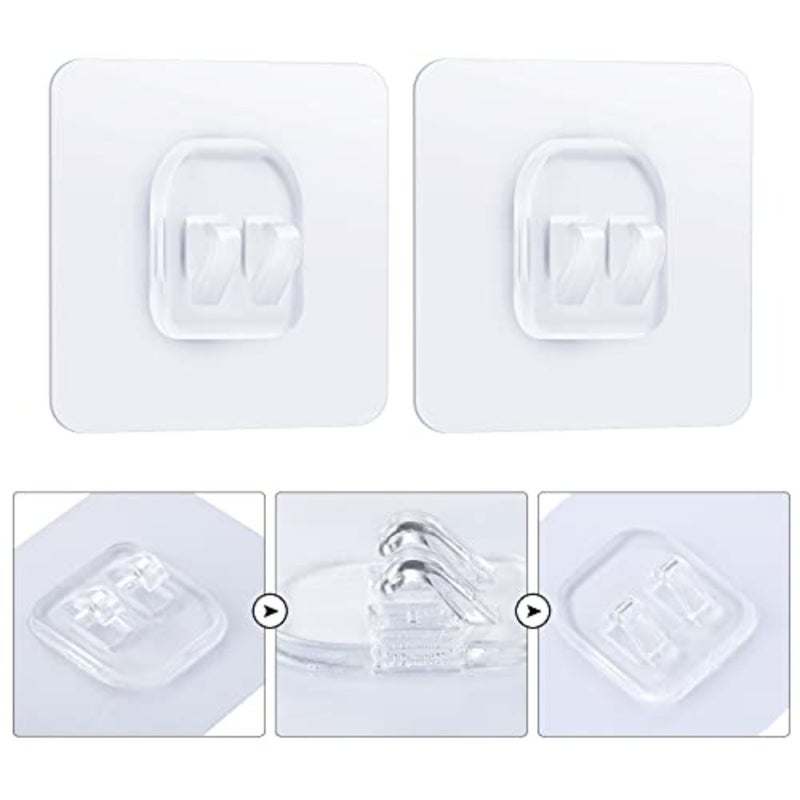 8 Pieces Bathroom Shelf Adhesive Hooks Sticker Strong Hooks for Shower Caddy Basket Double Claw Wall Hooks Sticker for Kitchen Bathroom - Image 2