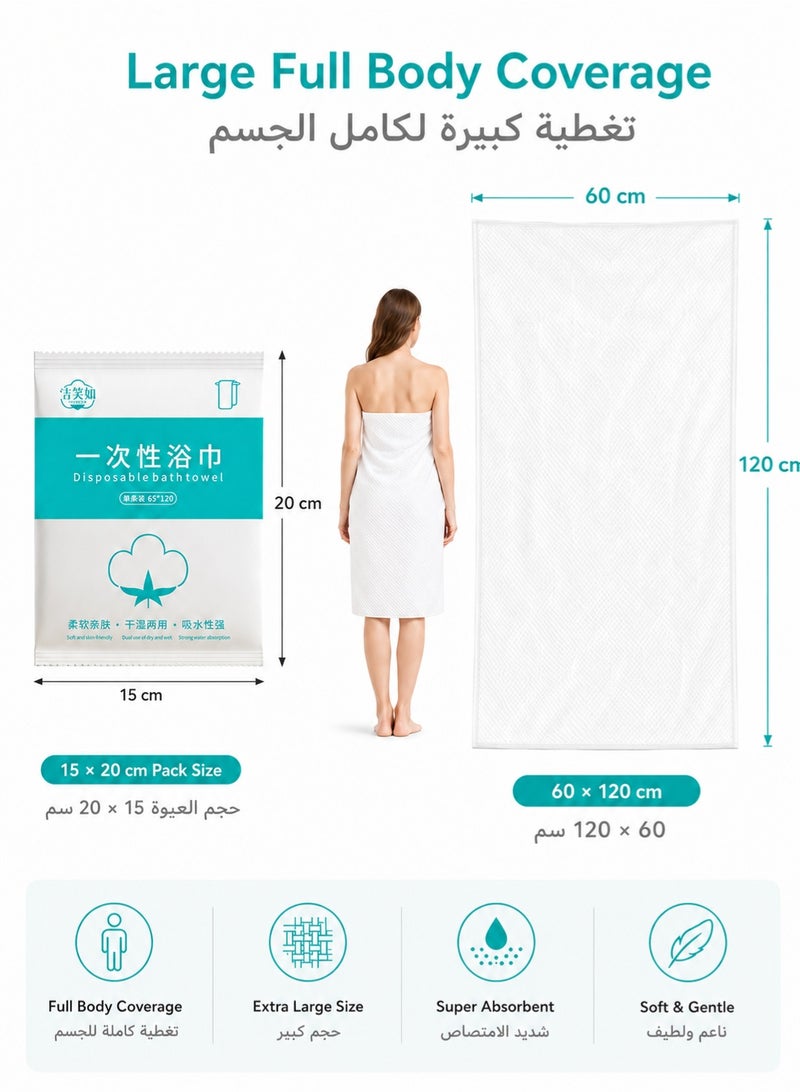3 Pack Disposable Bath Towels 60×120cm Large Size | Soft Absorbent Single Use Body Towels | Individually Wrapped Hygienic Travel Towels for Hotel, Gym, SPA, Camping & Home - Image 2
