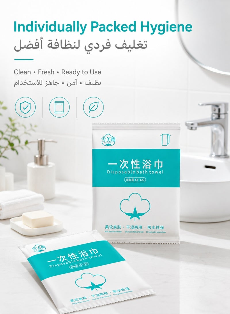 3 Pack Disposable Bath Towels 60×120cm Large Size | Soft Absorbent Single Use Body Towels | Individually Wrapped Hygienic Travel Towels for Hotel, Gym, SPA, Camping & Home - Image 3