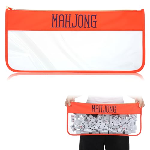 Sunnymove 1 PCS American Mahjong Bag Empty Mahjong Tiles Bag Only with Zippered Letters Case OnlyOrangeMohjong - Image 1
