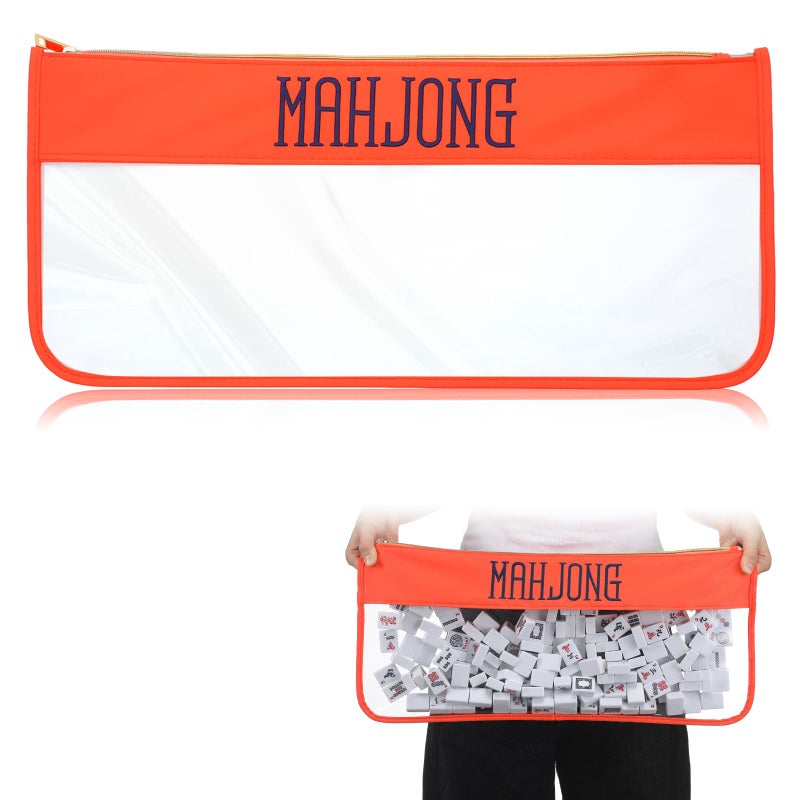 Sunnymove 1 PCS American Mahjong Bag Empty Mahjong Tiles Bag Only with Zippered Letters Case OnlyOrangeMohjong - Image 3