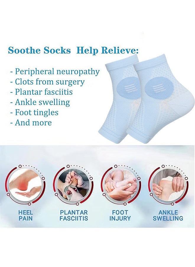 Depend 2Pairs Neuropathy Socks For Men And Women, Soothe Relief Socks For Neuropathy Pain Women, Plantar Fasciitis Socks, Anti Fatigue Compression Foot Sleeve Support Brace Sock (XL, Blue)  - Image 3