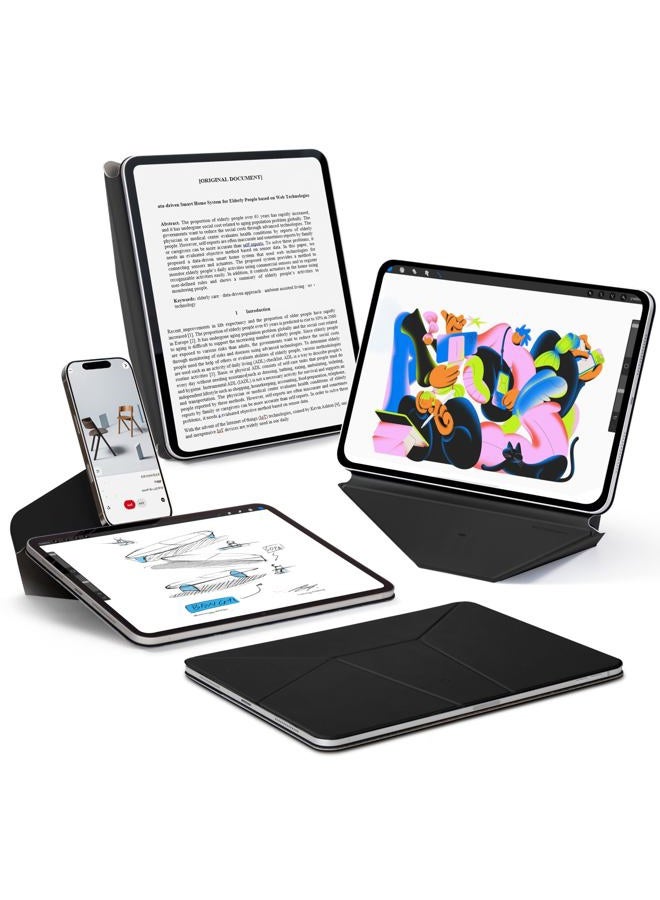 MOFT حافظة فولي ديناميكية لجهاز iPad Air 11 بوصة (M3 2025 / M2 2024) و iPad Air 10.9 بوصة الجيل الخامس والرابع 2022 2020، حافظة بموقف مغناطيسي نحيف مع أكثر من 20 زاوية عرض، رفيعة للغاية، سوداء نفاثة - Image 1