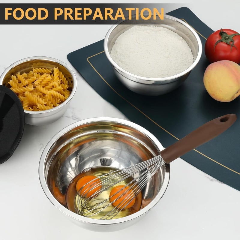 hunnycook 7 Piece Mixing Bowl Set Mixing Bowls with Lid Stainless Steel Mixing Bowls for Baking Size 07 11 15 21 35 4 45QT Baking Bowl for Food Preparation Mixing and Serving Foods - Image 4