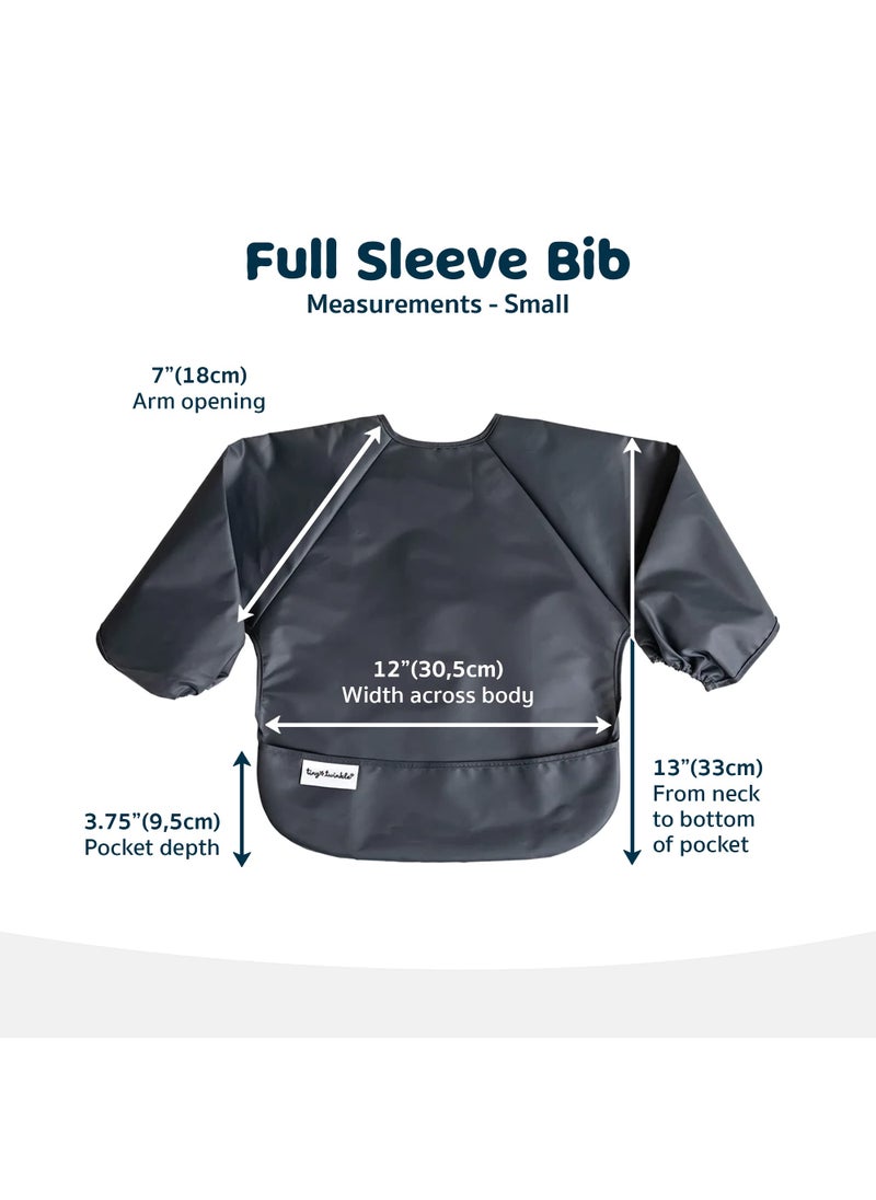 Tiny Twinkle Tiny Twinkle Mess Proof Baby Bib, 2 Pack Long Sleeve Bib Outfit, Waterproof Bibs for Toddlers, Machine Washable, Tug Proof (Sage Charcoal, Small 6-24 Months)  - Image 2