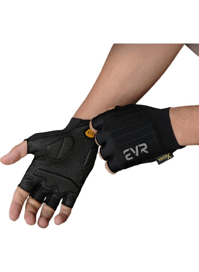EVR Cycling Gloves Half Finger Summer Short Finger Double Shock Absorption Black S - Image 2