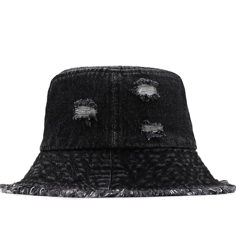 Summer Bucket Hat Unisex Japanese Ripped Denim Hip Hop Hat - Image 3