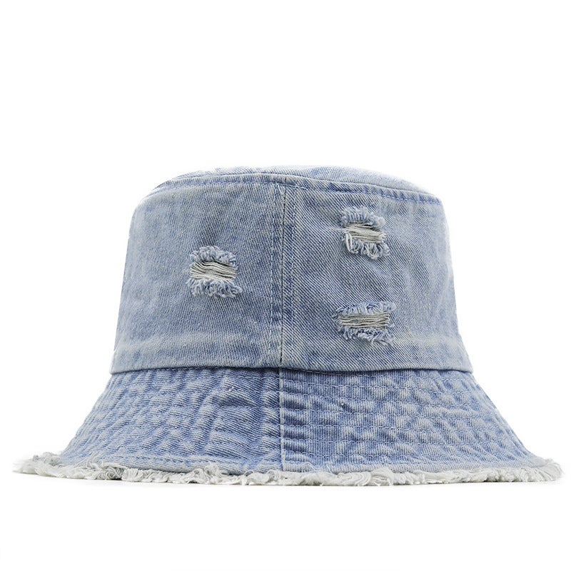 Summer Bucket Hat Unisex Japanese Ripped Denim Hip Hop Hat - Image 4