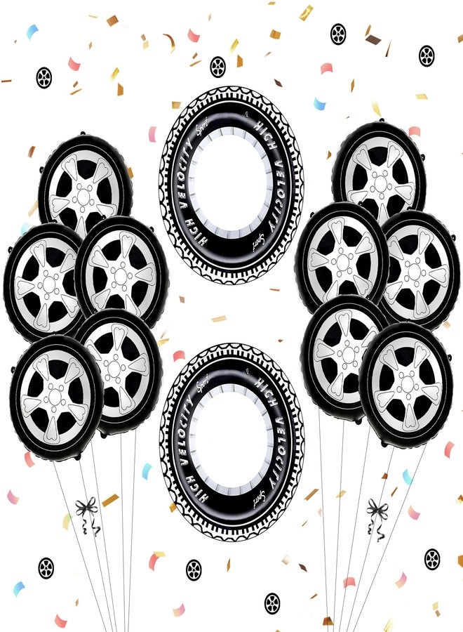 Sondeng 20Pcs Race Car Balloons Race Car Birthday Party Supplies Wheel Tire Checkered Balloon Garland Arch Racing Cars Birthday Decorations for Boys Truck Wheels Party Favors - Image 1