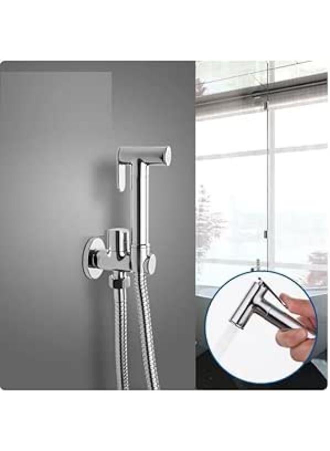 Shattaf Bathroom Consisting Of A Shattaf Handle + A 1 Meter Vibrating Hose + A 1.5 Meter Bidet Hose + A Corner Stopcock With A Button And A Hanger, Code 102 Shams - Image 1