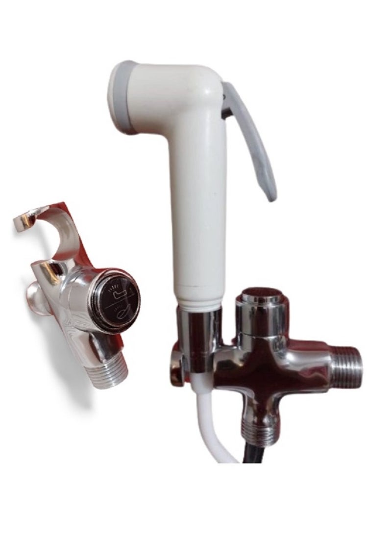 Shattaf Bathroom Consisting Of A Shattaf Handle + A 1 Meter Vibrating Hose + A 1.5 Meter Bidet Hose + A Corner Stopcock With A Button And A Hanger, Code 102 Shams - Image 2